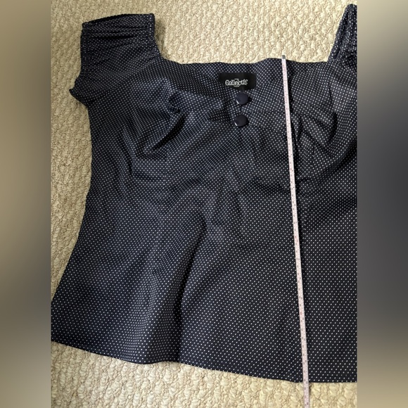 Collectif Dark Blue Polka Dot Blouse - Picture 5 of 7